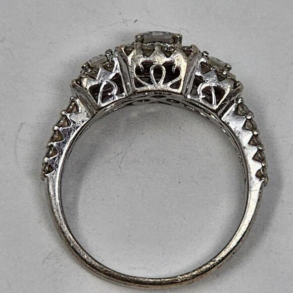 Vintage Sterling Silver Cubic Zirconia Size 10.75 Heavy Ring - Picture 6 of 10